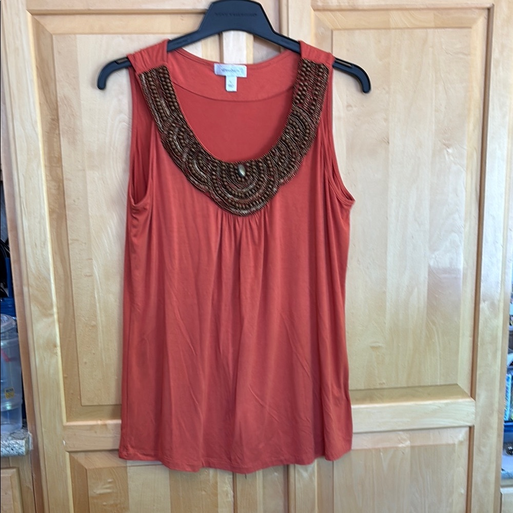 Dress Barn Terracotta Tank with Beaded Neckline
